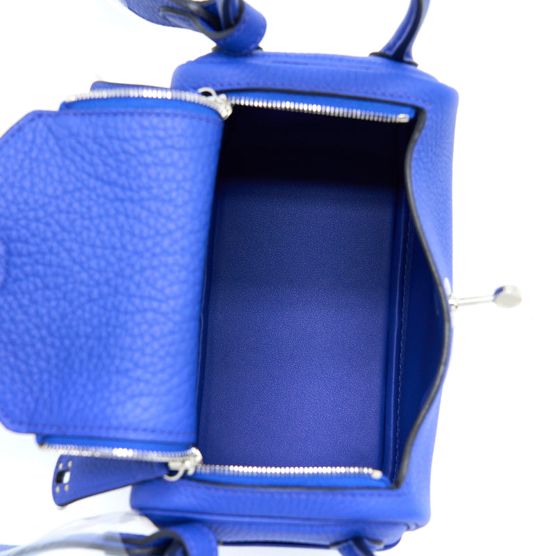 Hermes Mini Lindy Clemence Blue Royal SHW Stamp U