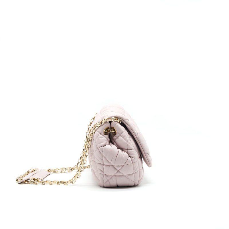CHRISTIAN DIOR CANNAGE LEATHER FLAP BAG IN LIGHT PINK GHW