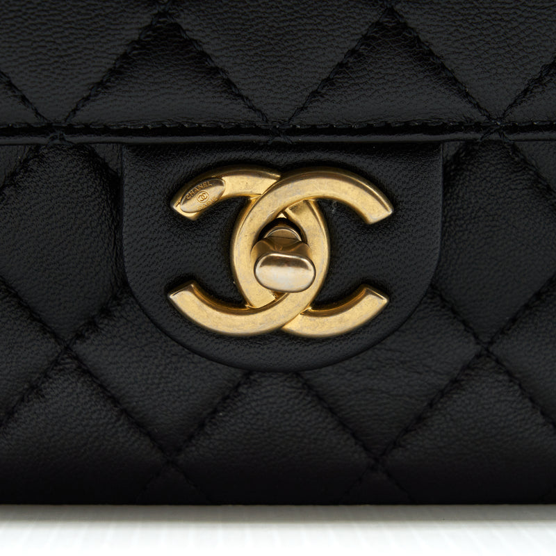 Chanel Limitation Pearl Flap Bag Goatskin Black GHW