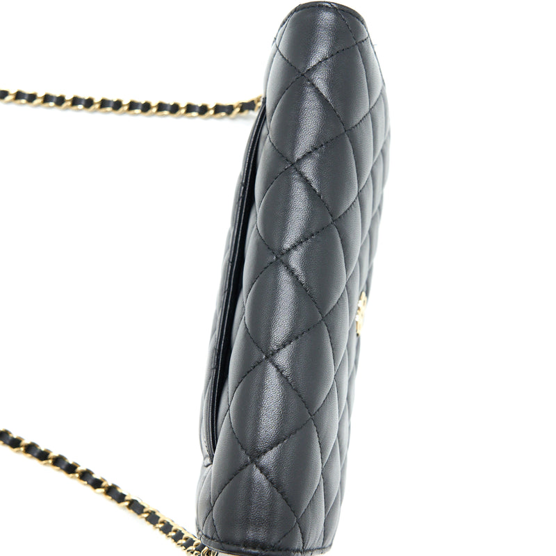 Chanel Ribbon Wallet On Chain Lambskin Black LGHW (Microchip)