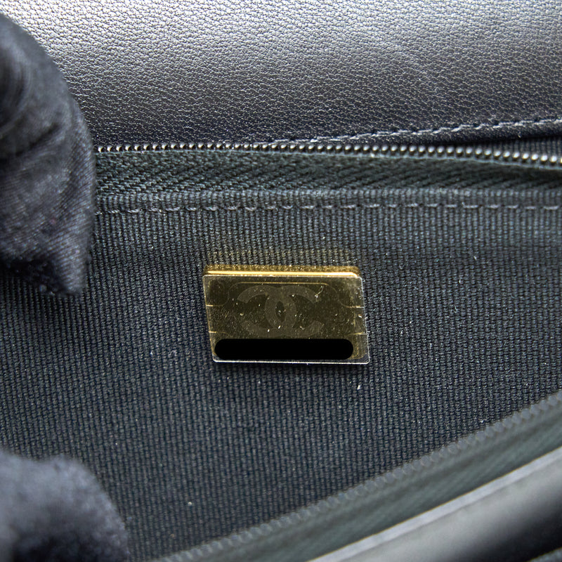 Chanel Ribbon Wallet On Chain Lambskin Black LGHW (Microchip)