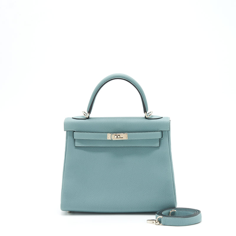 Hermes Kelly 25 Togo 7G Ciel SHW Stamp Y