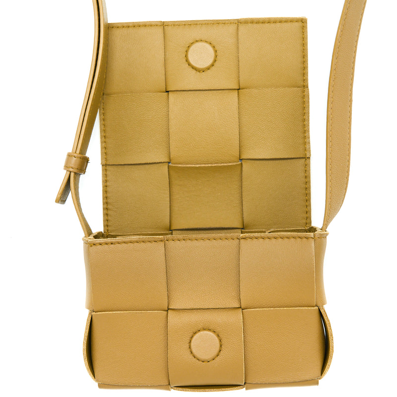 Bottega Venetta Mini Cassette Crossbody Bag Olive Brown LGHW