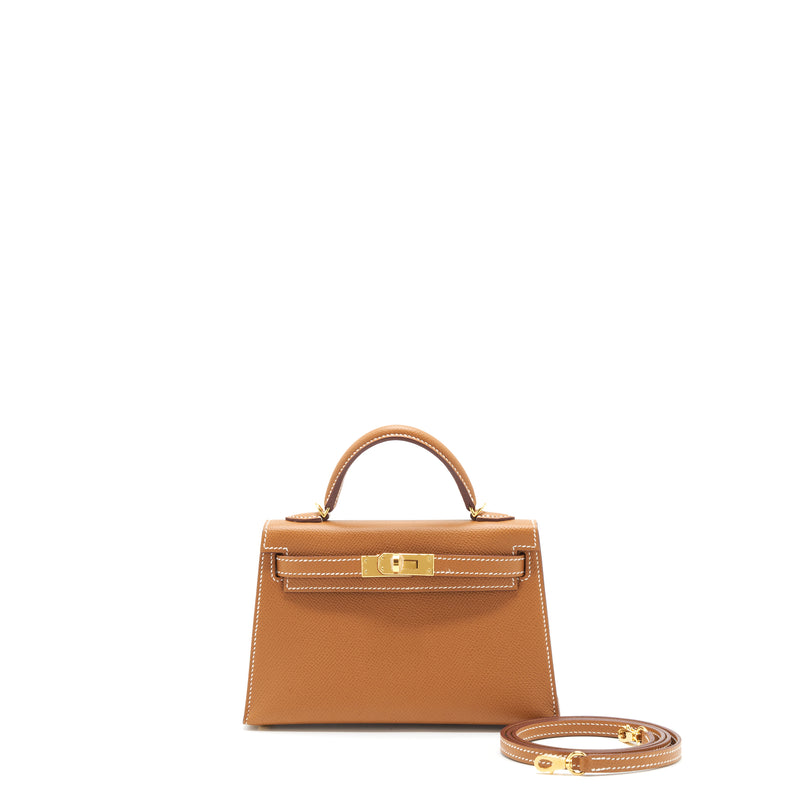 Hermes Mini Kelly 20cm Epsom Gold GHW Stamp Y