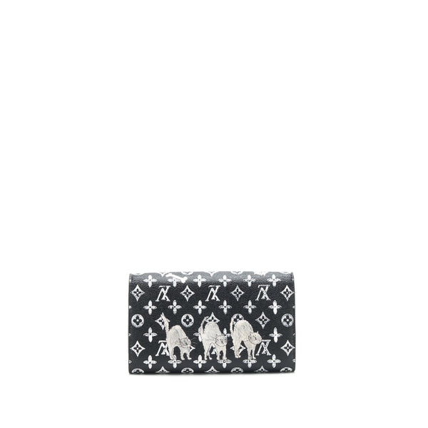 Louis Vuitton Twist Chain Wallet Monogram Catogram Cat Black