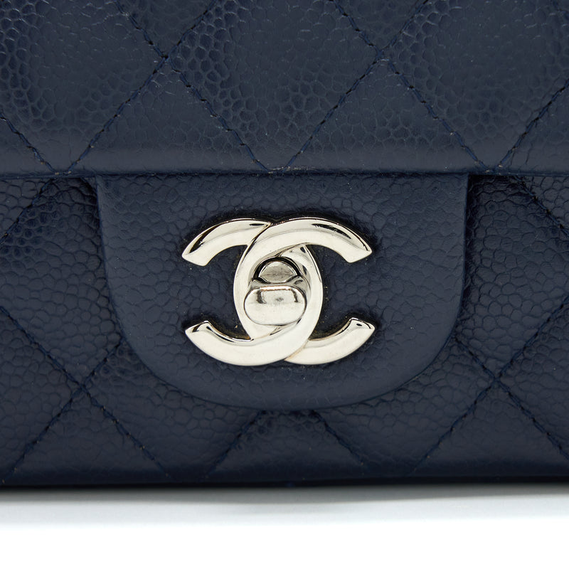 Chanel 21K Iridescent Blue Caviar My Perfect Mini Classic Flap with Matte  Gold Hardware 