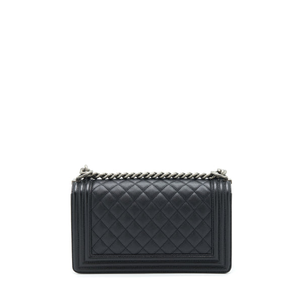 Chanel Medium Boy Bag Caviar Black With Ruthenium Sliver Hardware