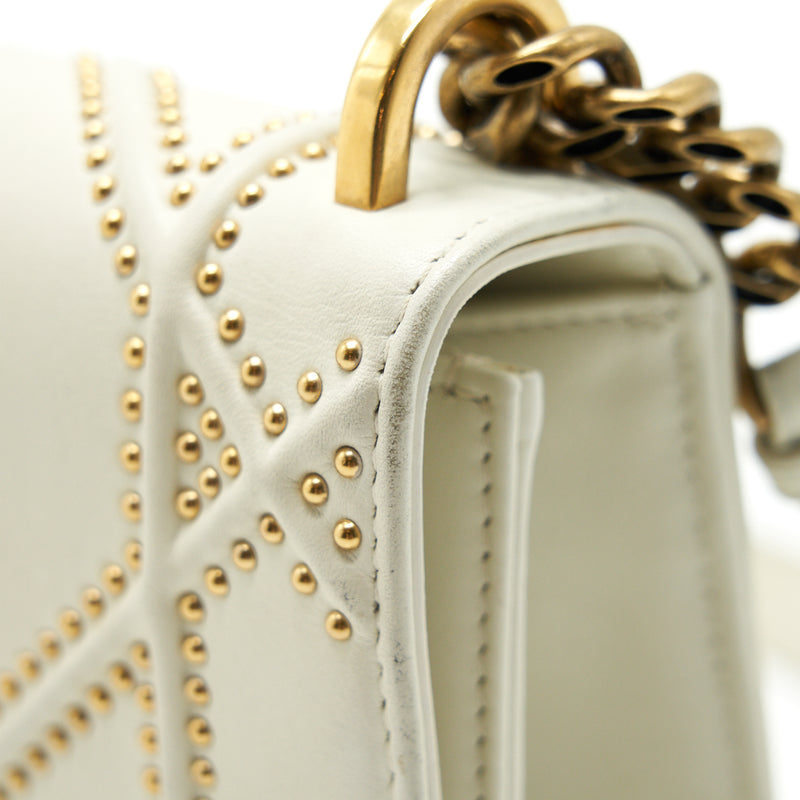 DIOR DIORAMA STUDDED LAMBSKIN SMALL WHITE WITH GHW