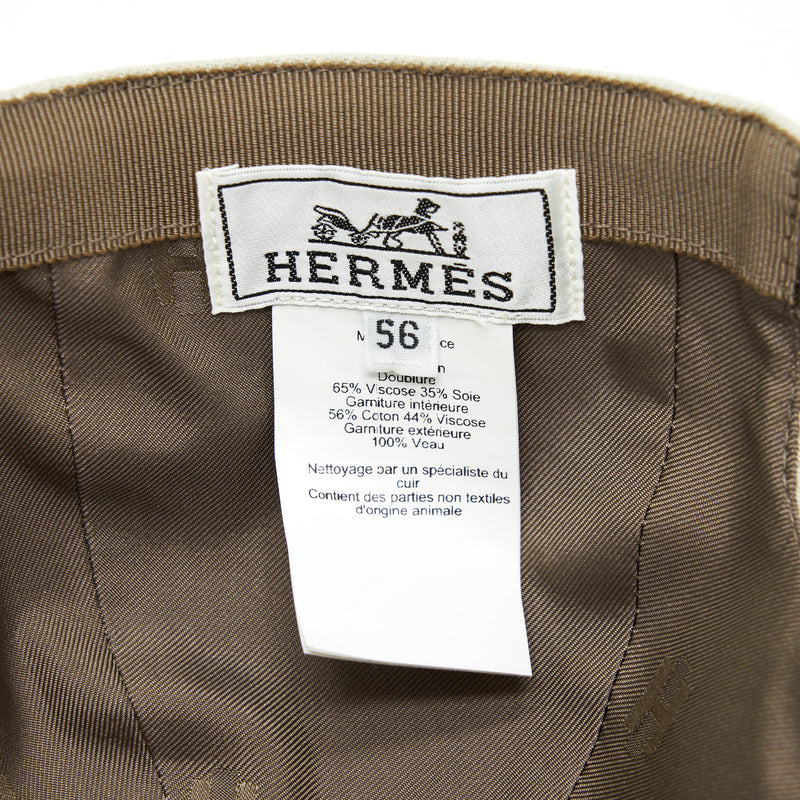 Hermes Size 56 Casquette Femme Serve Denim Hat Etoupe