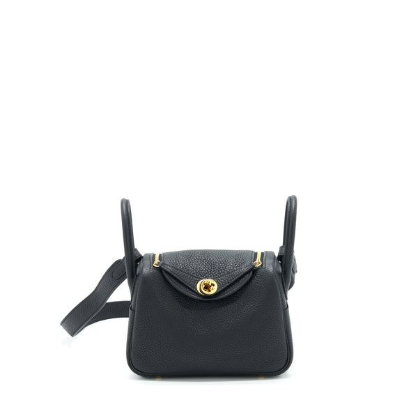 Hermes Mini Lindy Clemence Black GHW Stamp Z
