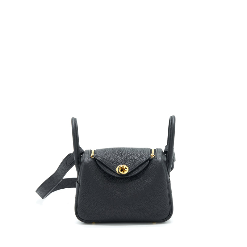Hermes Mini Lindy Clemence Black GHW Stamp Z