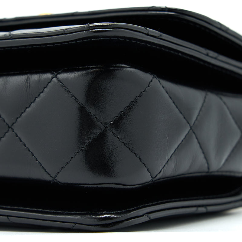 Chanel 23p Flap Bag with Top Handle Shiny Calfskin Black GHW (Microchip)