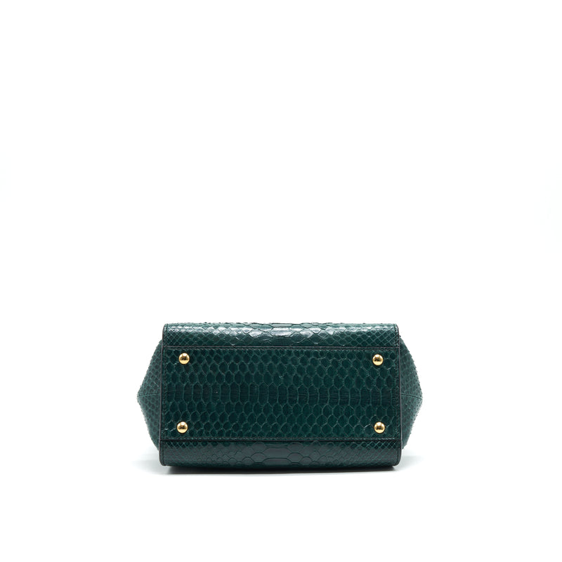 Ferragamo Python leather Tophandle tote Bag Dark Green GHW