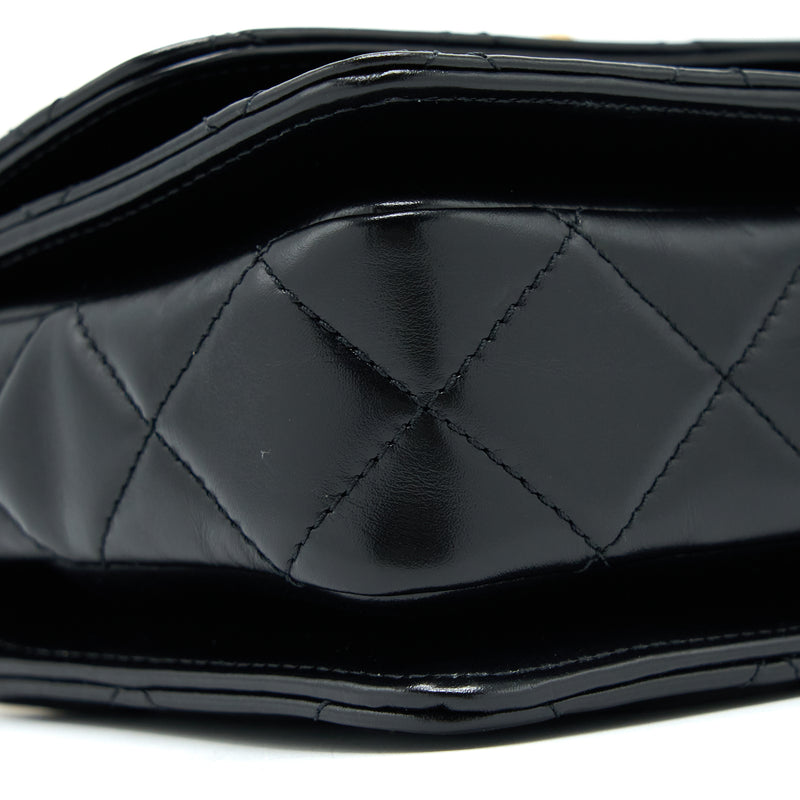 Chanel 23p Flap Bag with Top Handle Shiny Calfskin Black GHW (Microchip)