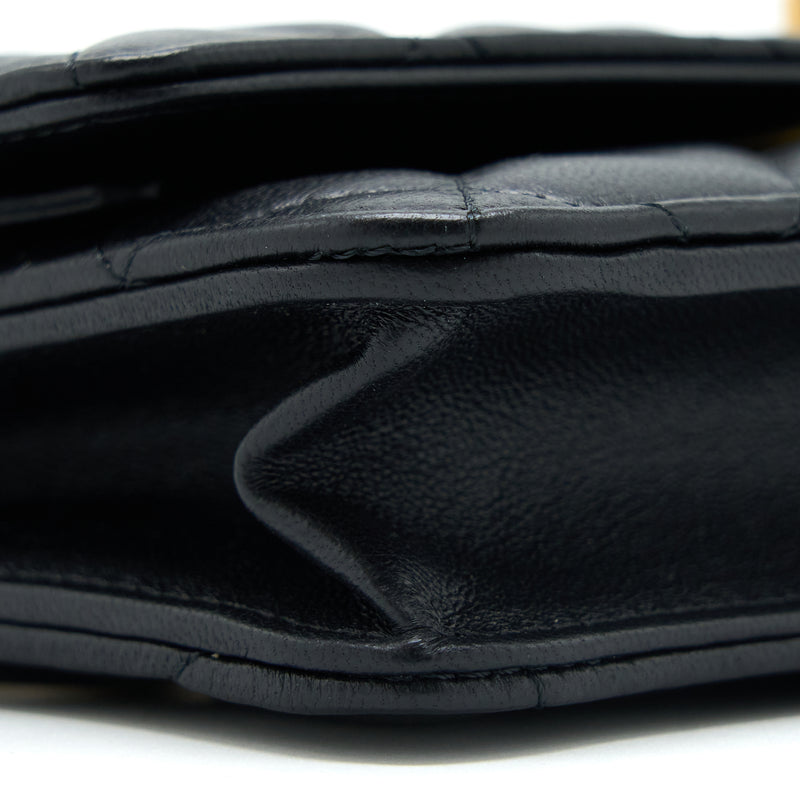 Chanel Pearl Crush Wallet On Chain Lambskin Black GHW (Microchip)