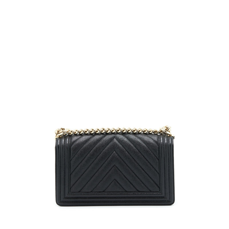 Chanel Medium Boy Chevron Caviar Black LGHW