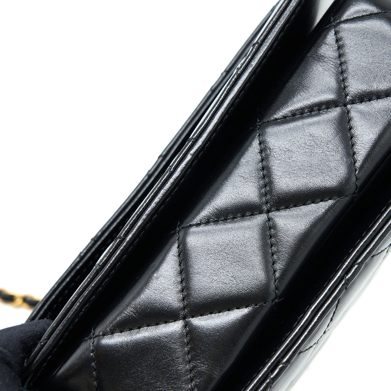 Chanel 23p Flap Bag with Top Handle Shiny Calfskin Black GHW (Microchip)