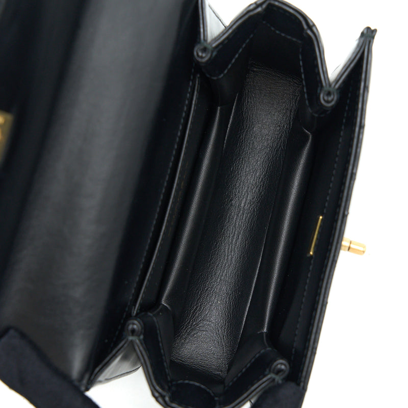 Chanel 23p Flap Bag with Top Handle Shiny Calfskin Black GHW (Microchip)