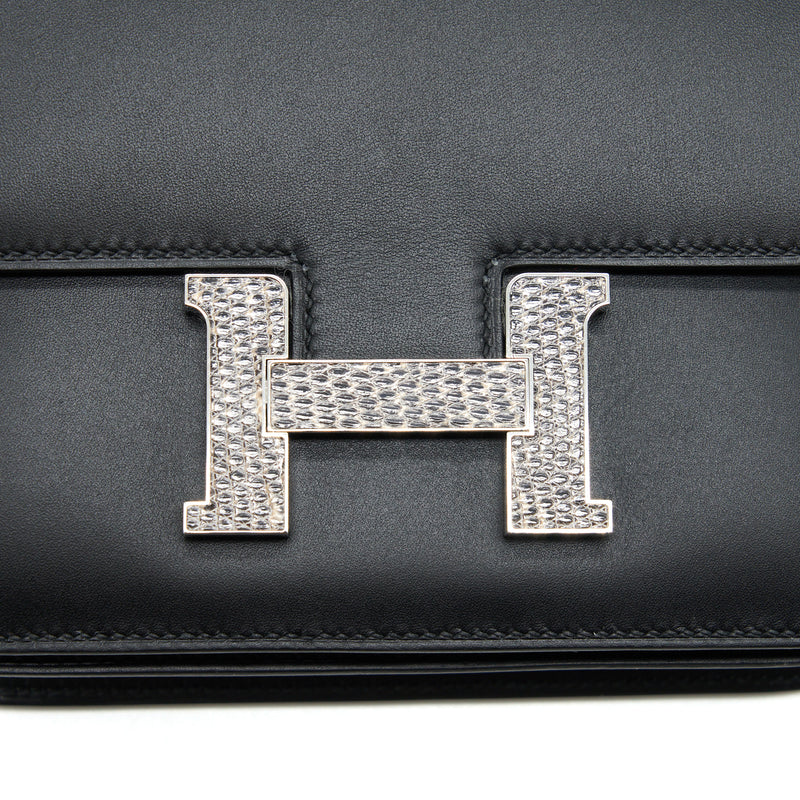 Hermes Mini Constance Monsieur Black With Lizard Buckle / Ombré Stamp Y