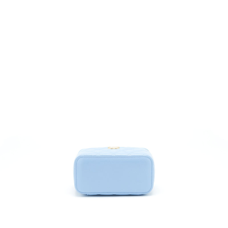 Chanel 22S Letter Handle Long Vanity With Chain Caviar Blue GHW