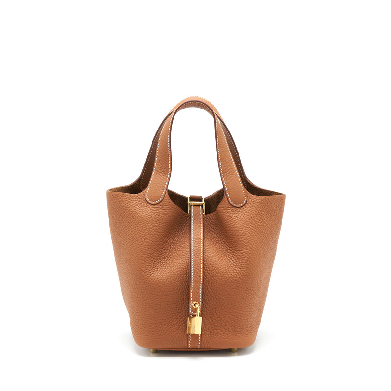 Hermes Picotin 18 Lock Bag Clemence Gold GHW Stamp Z