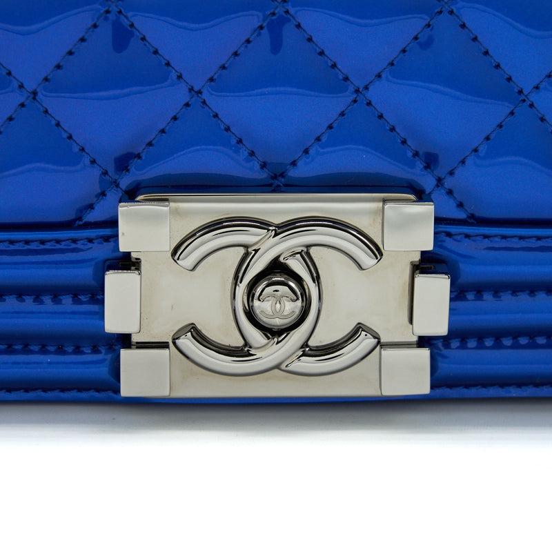 Chanel Medium Le-Boy Patent Electric Blue SHW