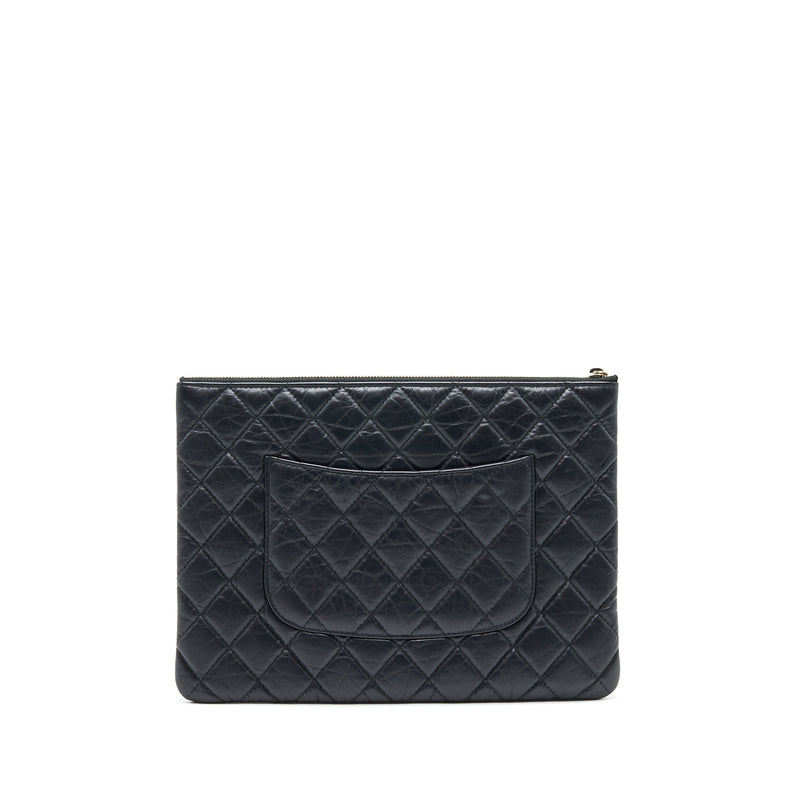 Chanel 2.55 Leather Clutch with Charm Black GHW