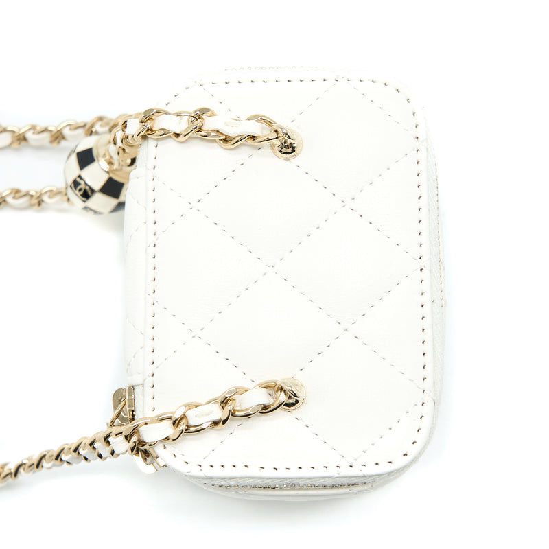 CHANEL Lambskin Quilted Pearl Crush Mini Vanity Case With Chain