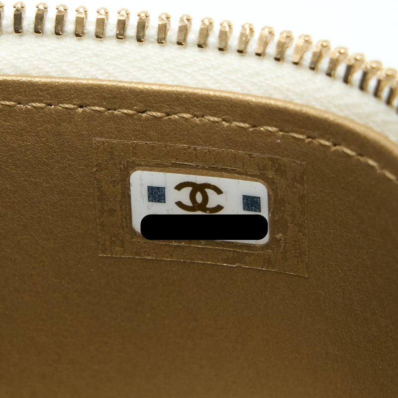 Chanel 23C Pearl Crush Mini Vanity with Chain Lambskin White LGHW (Microchip)