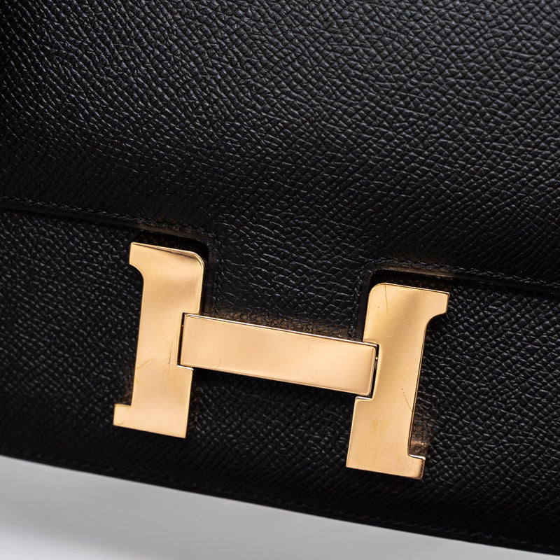 Hermes Constance Mini Epsom Black RGHW Stamp C