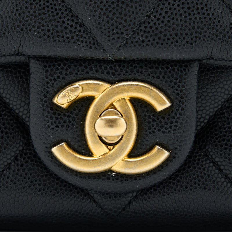 Chanel 22A Square Flap Bag Caviar Black GHW (Microchip)