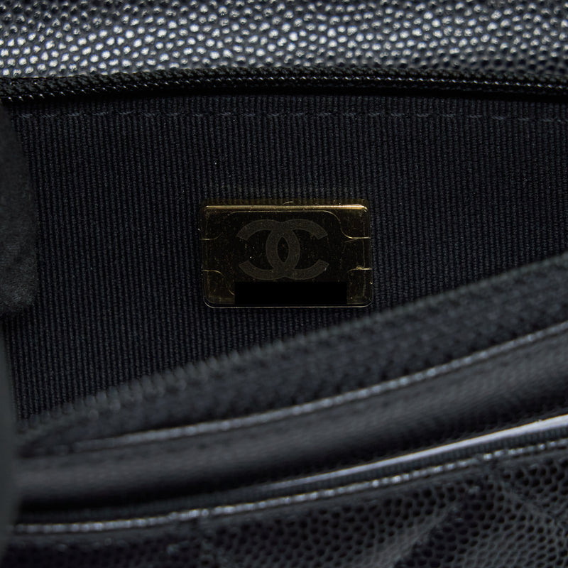 Chanel 22S Detailed CC Logo Wallet On Chain Caviar Black LGHW (Microchip)