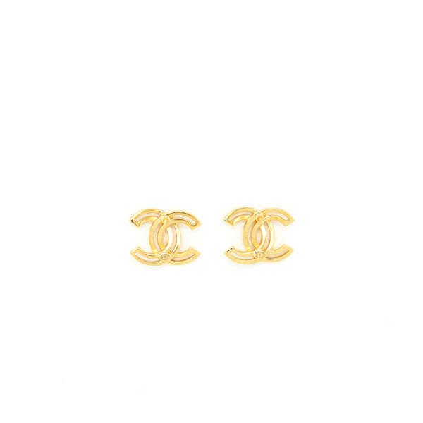 Chanel Logo Stud Earrings GHW