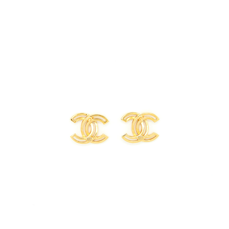 Chanel Logo Stud Earrings GHW