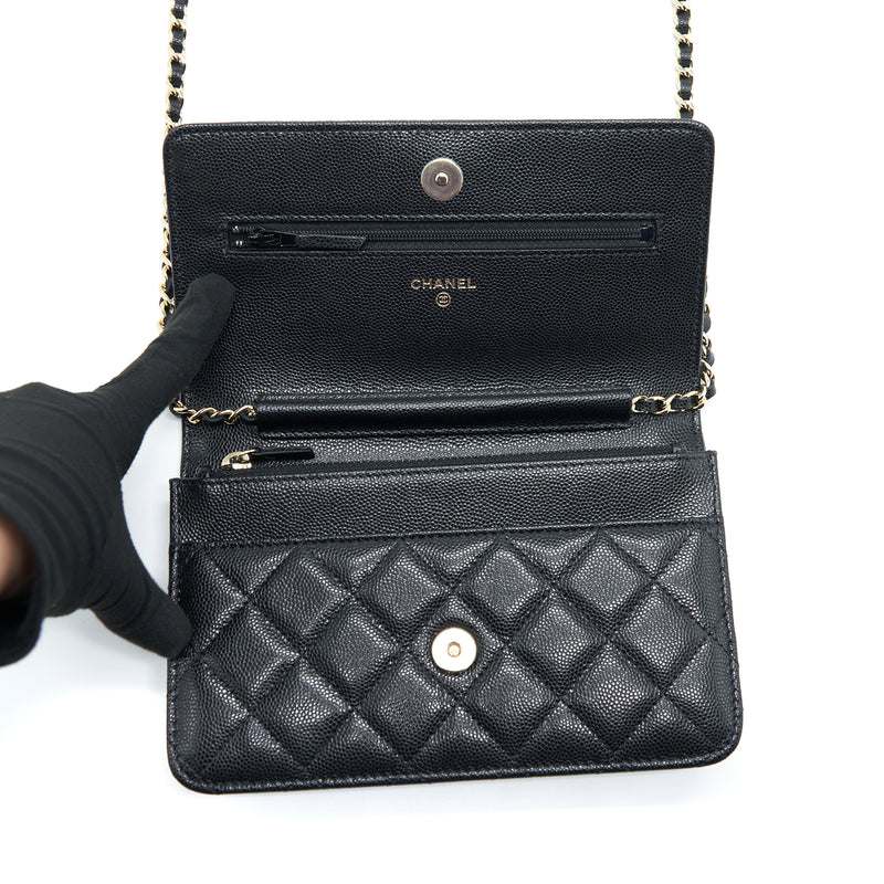 Chanel 22S Zipped Wallet / Coin Purse in Black Caviar LGHW