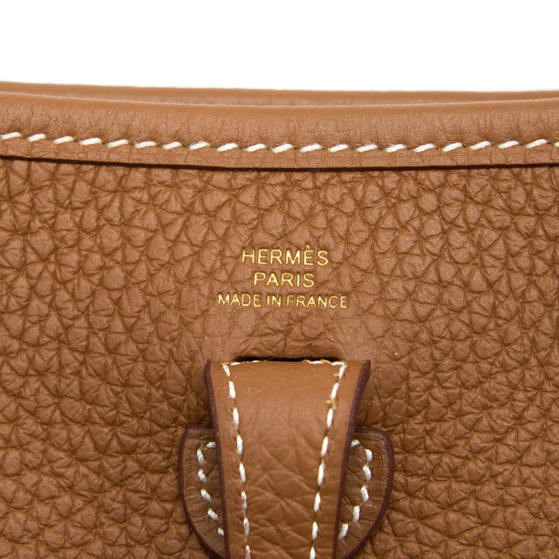 Hermes Mini Evelyn Clemence Gold GHW Stamp Z