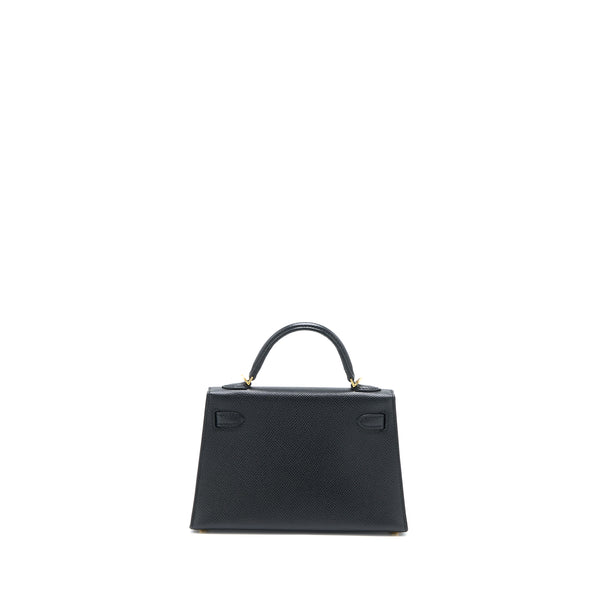 Hermes Mini Kelly II Epsom Black GHW Stamp C