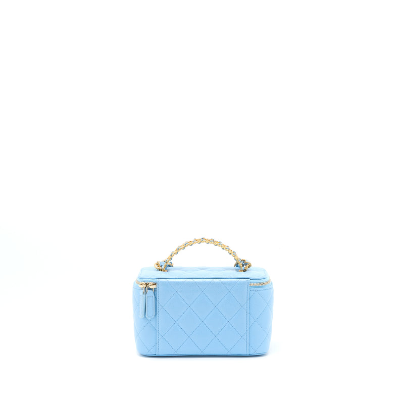 Chanel 22s Letter Top Handle Long Vanity Caviar Blue GHW