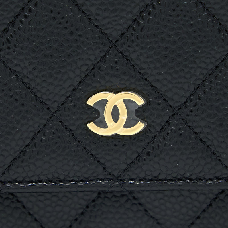 Chanel Classic Wallet On Chain Caviar Black GHW (Microchip)