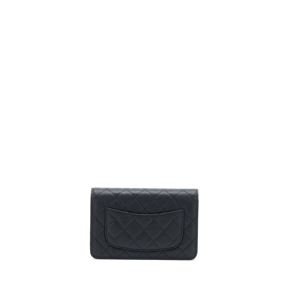Chanel 23C Giant CC Logo Wallet on Chain Caviar Black LGHW (Microchip)