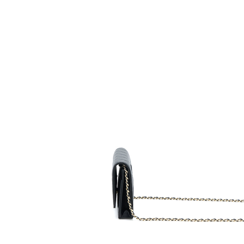 Chanel 23C Giant CC Logo Wallet on Chain Caviar Black LGHW (Microchip)