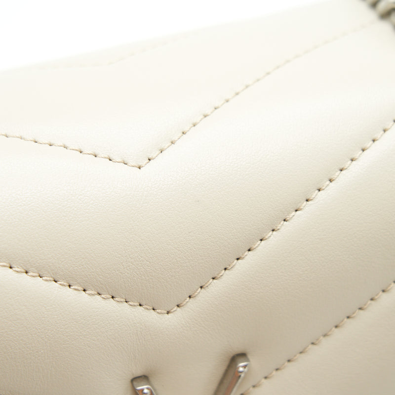 SAINT LAURENT Lou Lou Small Quilted Y Leather Shoulder Bag In White