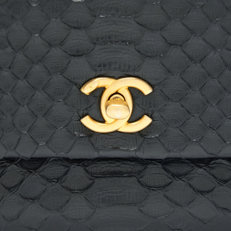 Chanel Pink Python Mini Coco Top Handle Flap Bag Brushed Gold Hardware, 2018 (Very Good)