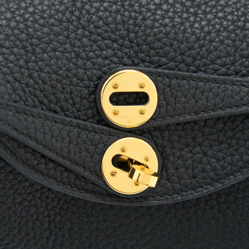 Hermes Mini Lindy Clemence Black GHW Stamp Z