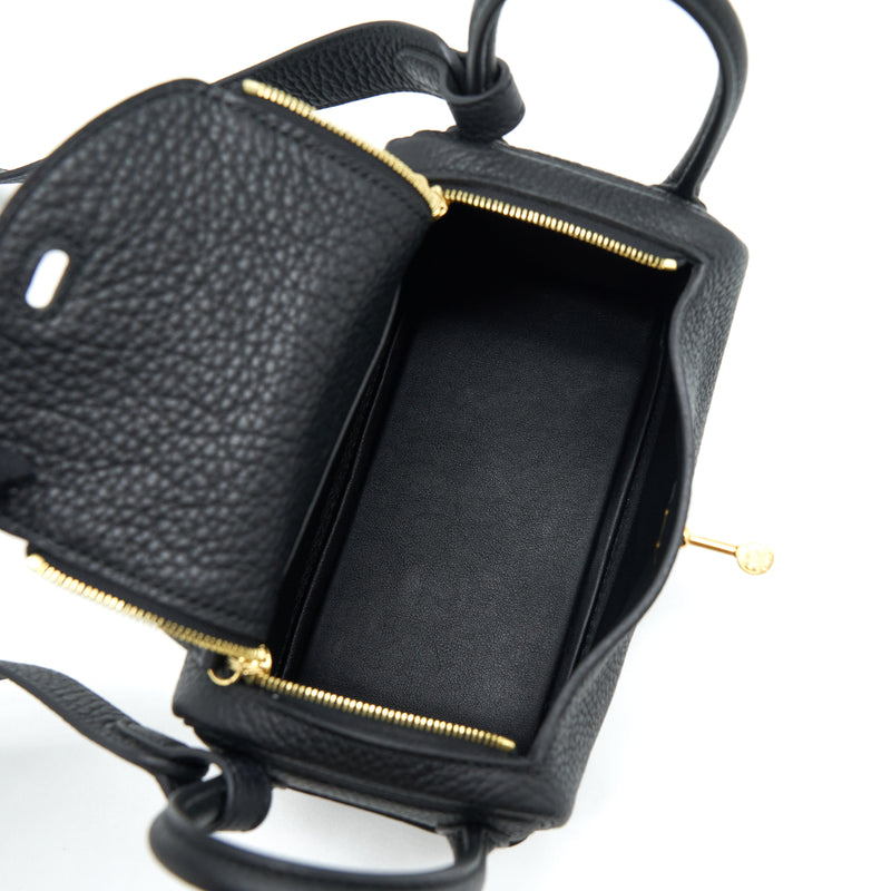Hermes Mini Lindy Clemence Black GHW Stamp Z