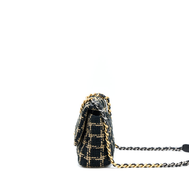 Chanel Tweed Small 19 Flap Bag Black/Gold With Multicolour Hardware