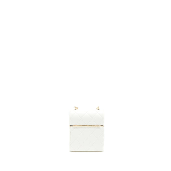 Chanel 22P Quilted Mini Box Vanity With Chain Lambskin White LGHW