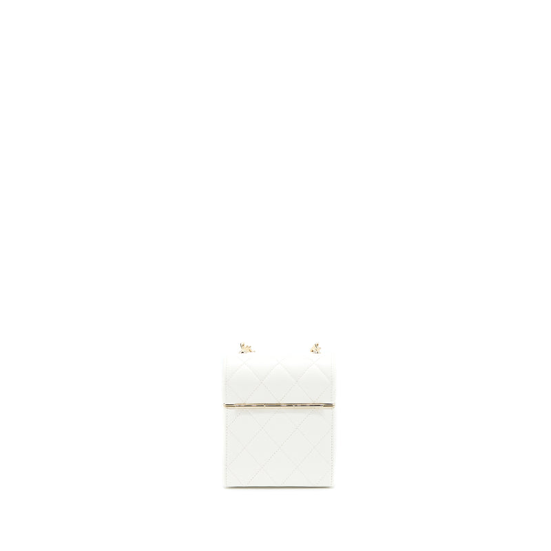 Chanel 22P Quilted Mini Box Vanity With Chain Lambskin White LGHW