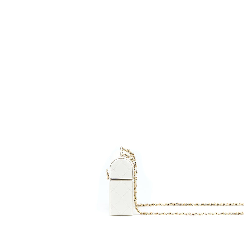 Chanel 22P Quilted Mini Box Vanity With Chain Lambskin White LGHW