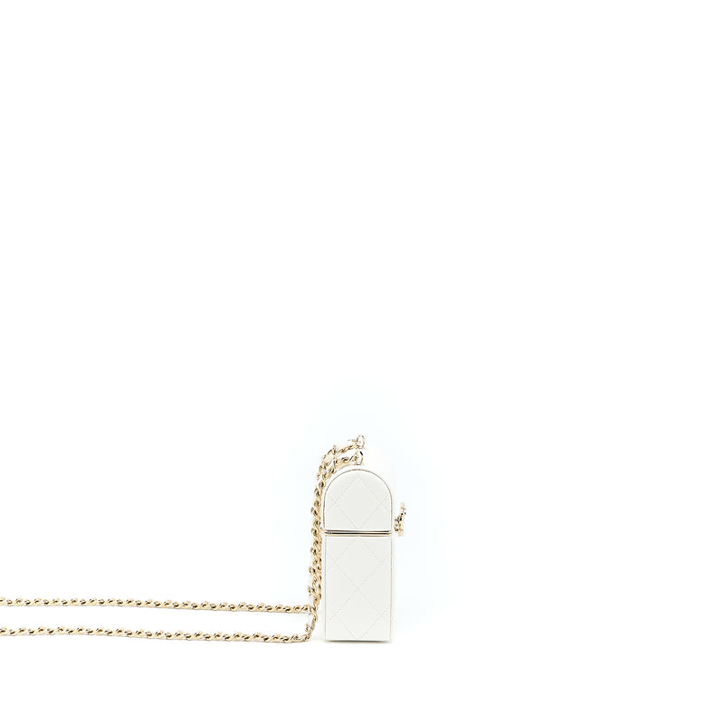 Chanel 22P Quilted Mini Box Vanity With Chain Lambskin White LGHW